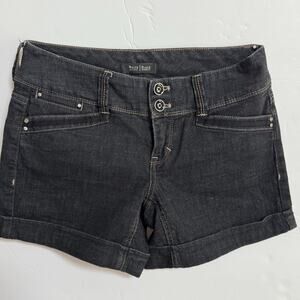 White House Black Market Denim Jean Shorts Sz 00 Navy Cuffed Double Button